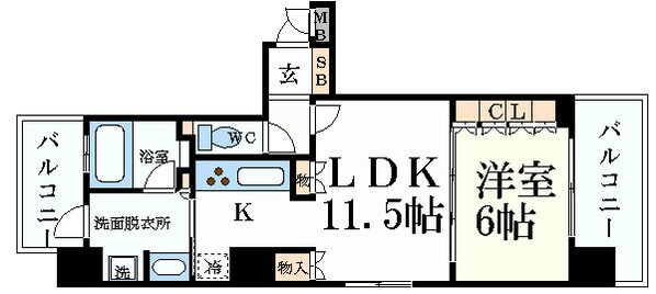 三宮駅 徒歩2分 5階の物件間取画像